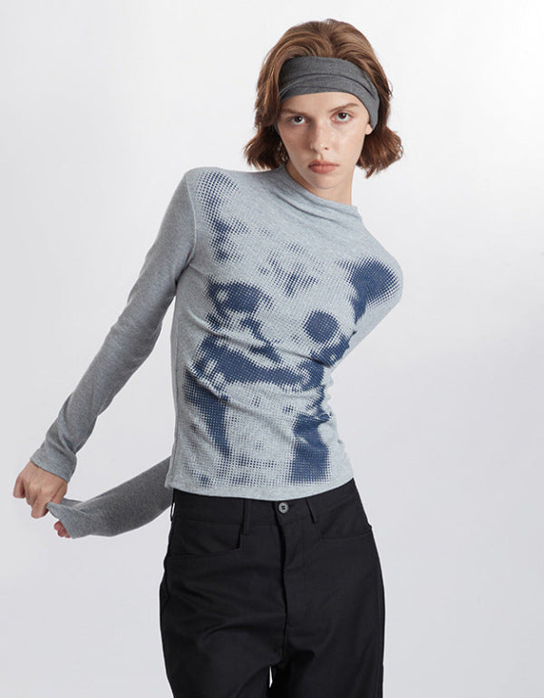 Cat Print Slim Fit Top