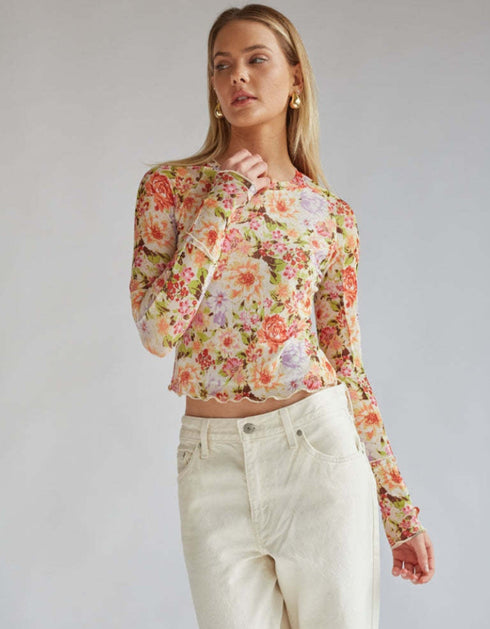 Long Sleeve Mesh Slim Top