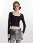 Slim Fit Button Front Crop Top