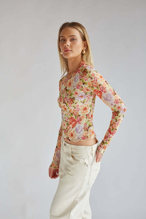 Long Sleeve Mesh Slim Top