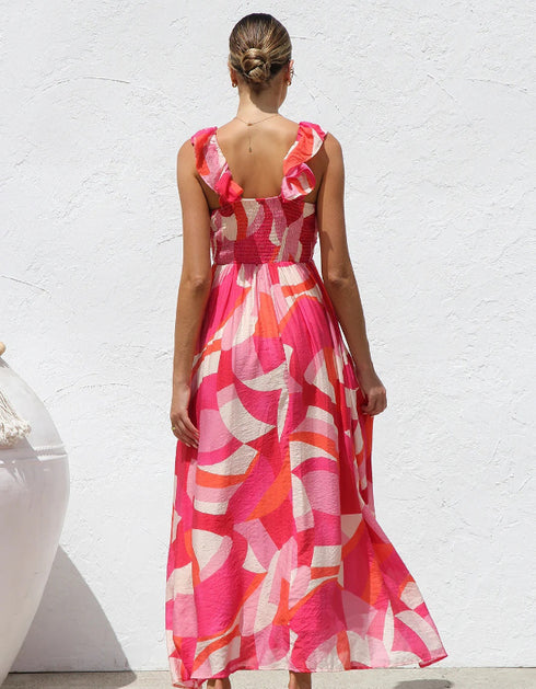 V-Neck Printed Maxi Dress