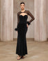 Velvet Mesh Evening Dress Set