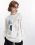 Cute Cat Print Casual Long Sleeve Top