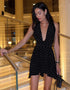 Deep V-Neck Polka Dot Dress