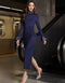 Slim-Fit Pearl Collar Midi Dress