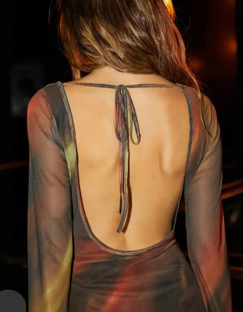 Silken Flare Backless Dress – Dalbina Summer Muse Stain Top